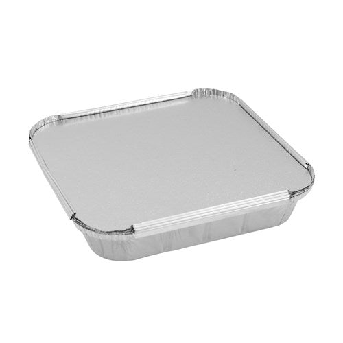 FOIL CONTAINER W/ LID 4PK 25X25X5CM SHELF READY PDQ NIS Packaging & Party Supply