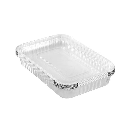 FOIL TRAY LGE W/ PLASTIC LID 31.5X21X4.5CM 6PK NIS Packaging & Party Supply