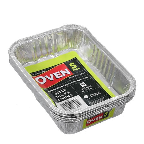 FOIL TRAY RECT 21.5X15.5X4.5CM 5PK NIS Packaging & Party Supply