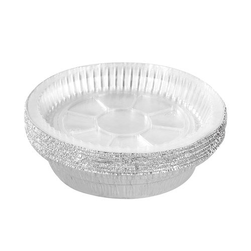 FOIL TRAY Round W/ PLASTIC LID 18X18X4CM 10PK NIS Packaging & Party Supply