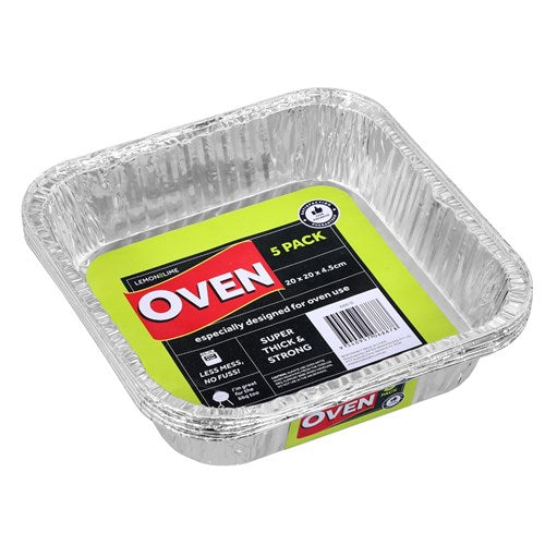 FOIL TRAY SQUARE 5PK 20X20X4.5CM SHELF READY PDQ NIS Packaging & Party Supply