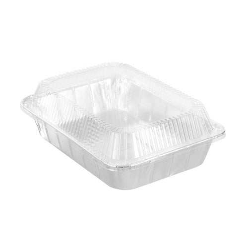 FOIL TRAY W/ PLASTIC LID 3PK 37X27X7CM NIS Packaging & Party Supply