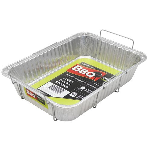 FOIL TRAY W/WIRE HANDLES 37x27x7CM SHELF READY PDQ NIS Packaging & Party Supply