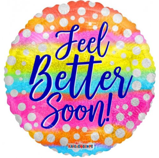 Buy Feel Better Soon Dots Holo Round Foil Balloon at NIS Packaging & Party Supply Brisbane, Logan, Gold Coast, Sydney, Melbourne, Australia