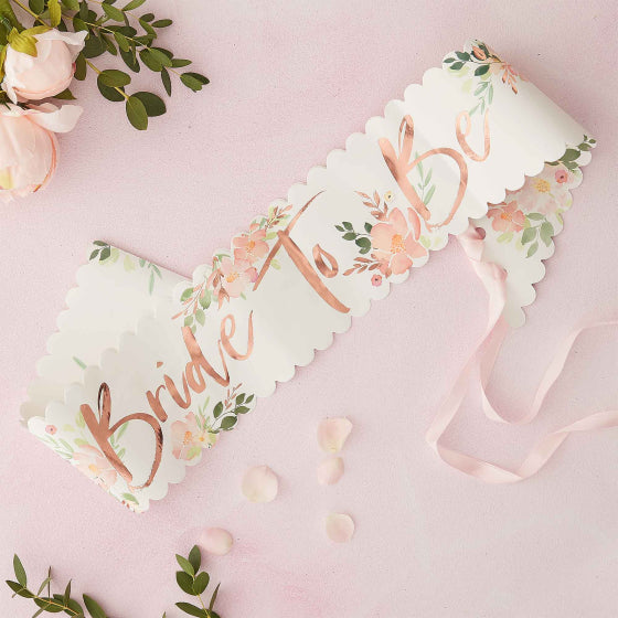 Floral Hen Party BRIDE TO BE SASH 1pc NIS Packaging & Party Supply
