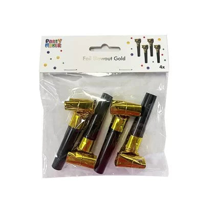 Foil Blowout Set Of 4 GOLD NIS Packaging & Party Supply