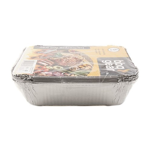 Foil Tray Rectangle with Lid 6pk 26x18.8x6.8cm NIS Packaging & Party Supply