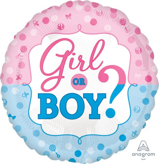 GENDER REVEAL GIRL OR BOY ? FOIL BALLOON (45CM) NIS Packaging & Party Supply