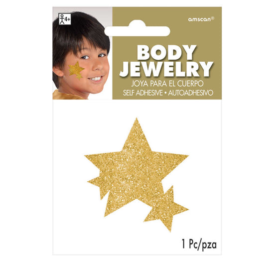 GLITTER STAR BODY JEWELRY TEAM SPIRIT - GOLD NIS Packaging & Party Supply