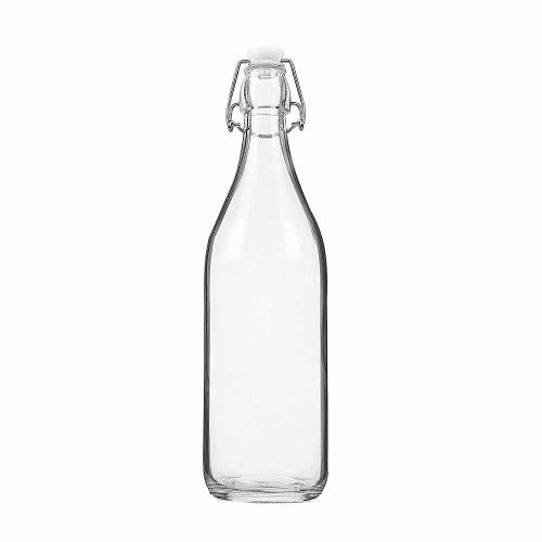 Glass Bottle 1Ltr Clear Round 1pc NIS Packaging & Party Supply