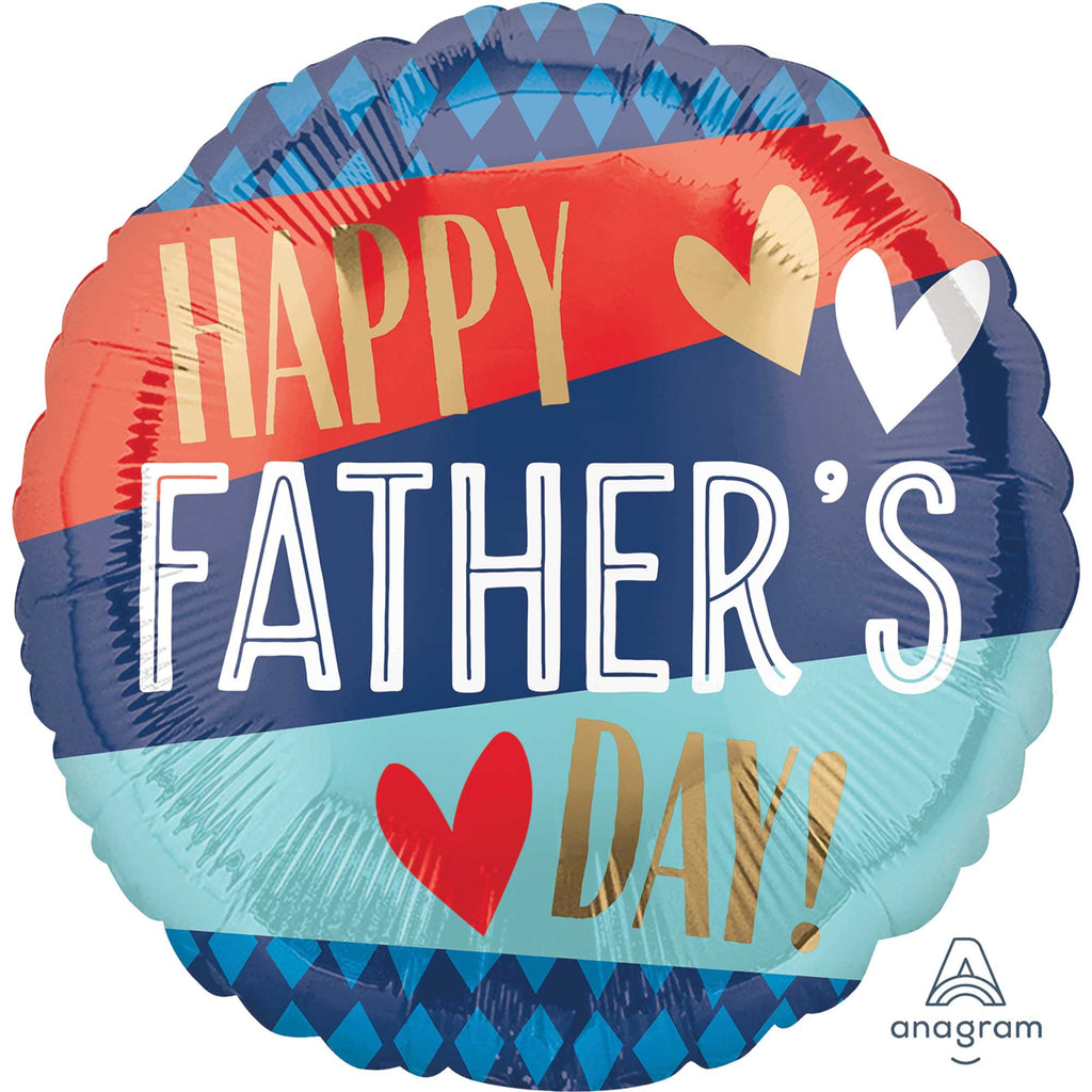 HAPPY FATHER'S DAY STRIPES & ARGYLE PATTERN 45CM NIS Traders