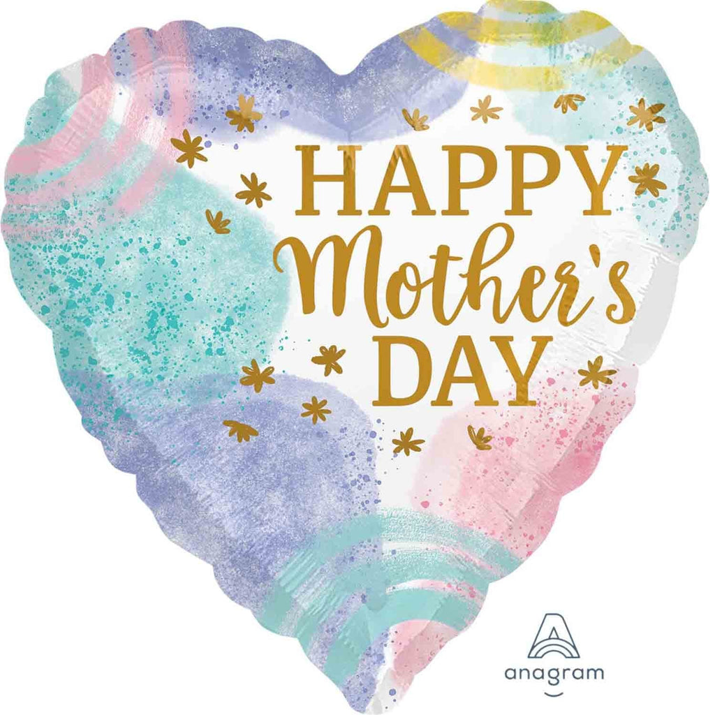 HAPPY MOTHER'S DAY PASTEL WATERCOLOR Foil Balloon 45CM NIS Traders
