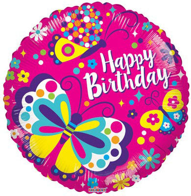 Buy Happy Birthday Classic Butterflies Foil Round at NIS Packaging & Party Supply Brisbane, Logan, Gold Coast, Sydney, Melbourne, Australia
