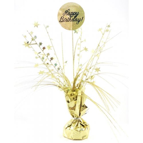 Happy Birthday Holographic Gold Centerpiece Weight 165gm 1PC NIS Traders