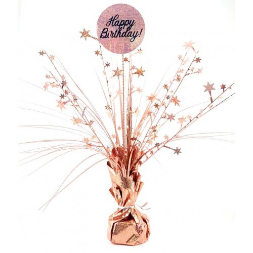 Happy Birthday Holographic Rose Gold Centerpiece 165gm 1PC NIS Traders