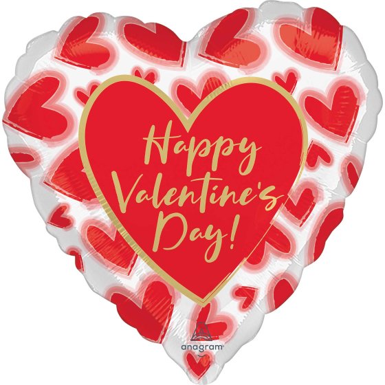 Happy Valentine's Day Blushed Lined Hearts Foil Balloon 45CM NIS Traders