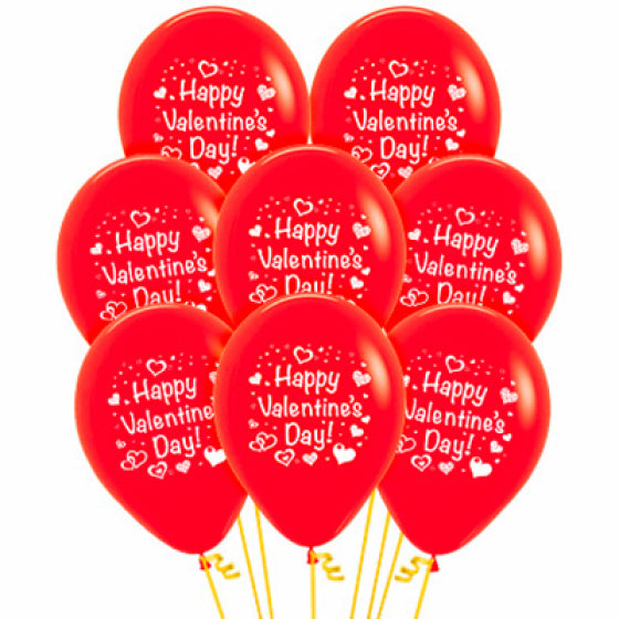 Happy Valentine's Day & Hearts Fashion Red Latex Balloons, 30cm,12pk NIS Traders