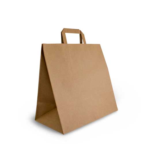 Heavy Duty Brown Kraft Flat Handle Bags(305L × 305W × 175 mm) 250pk NIS Traders