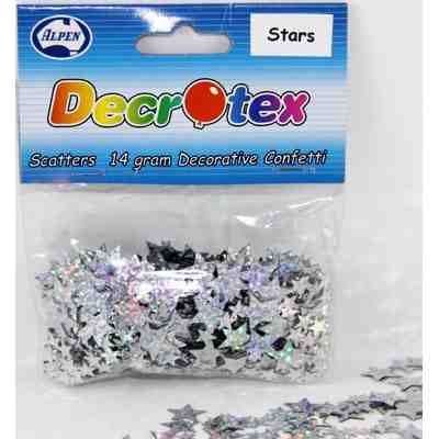 Buy Holographic Stars 6mm & 11mm Silver 14gm Scatters at NIS Packaging & Party Supply Brisbane, Logan, Gold Coast, Sydney, Melbourne, Australia