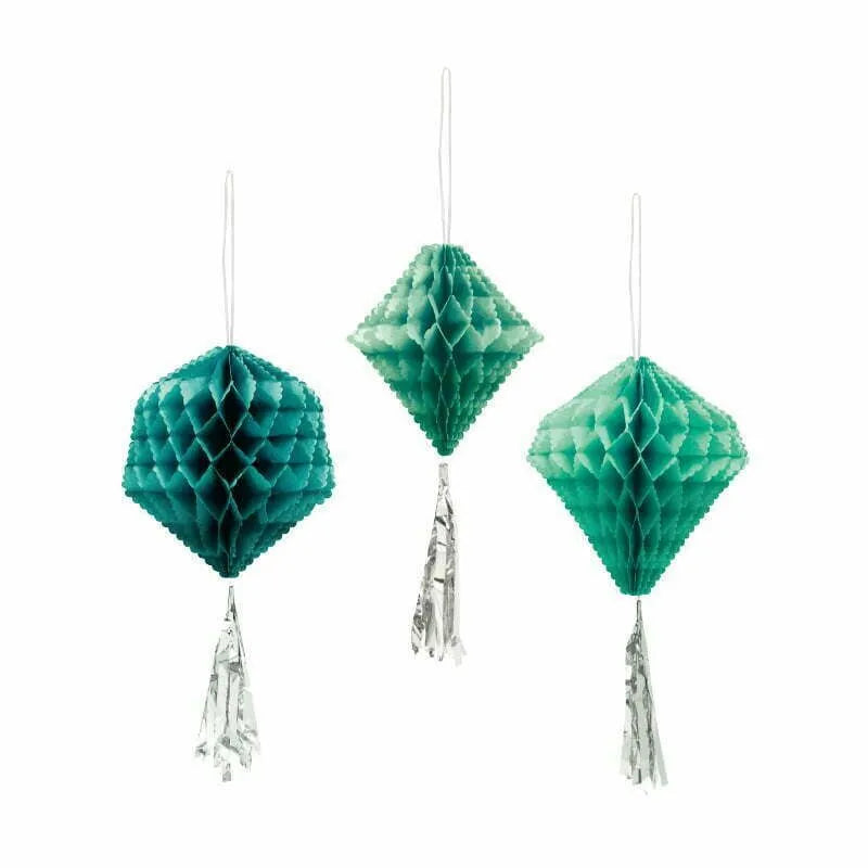 Honeycomb with Tassel-Green 3pc NIS Traders
