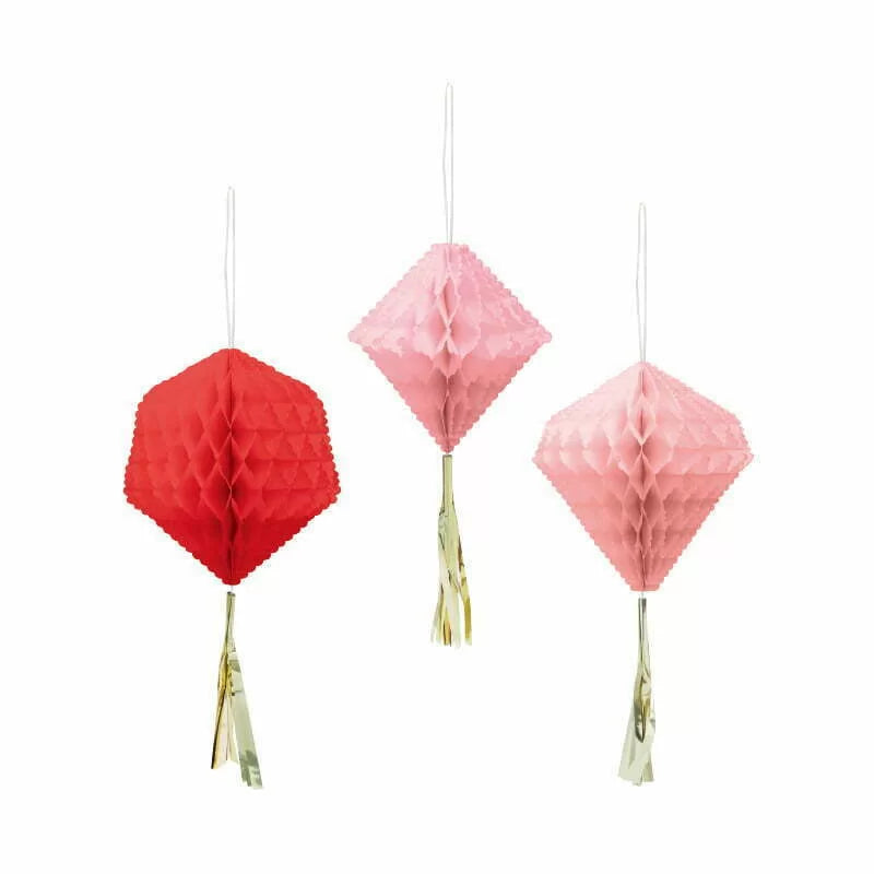 Honeycomb with Tassel-Red 3pc NIS Traders