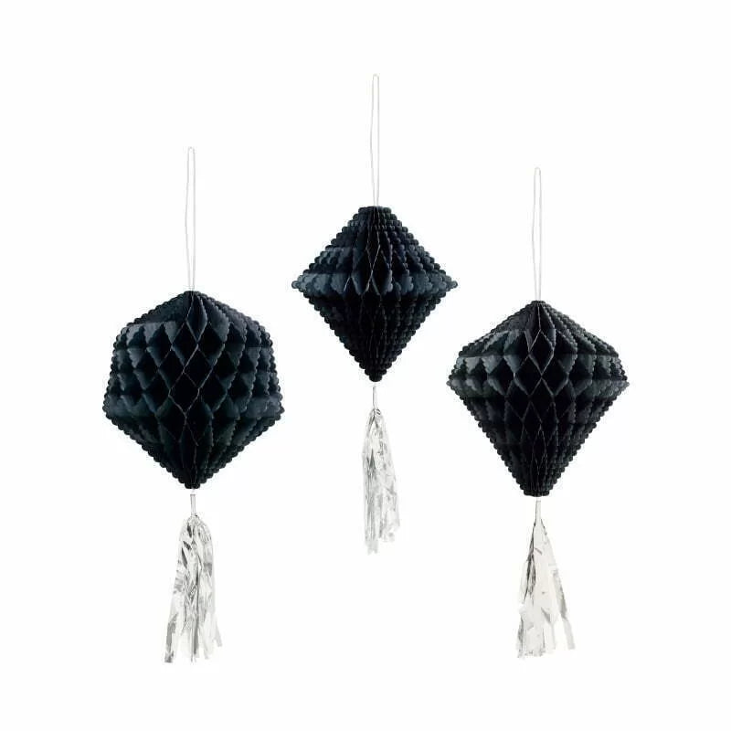 Honeycomb with Tassel decoration- Black 3pc NIS Traders