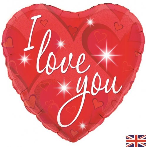 I Love You Sparkles Heart Shape Foil balloon 45cm NIS Traders