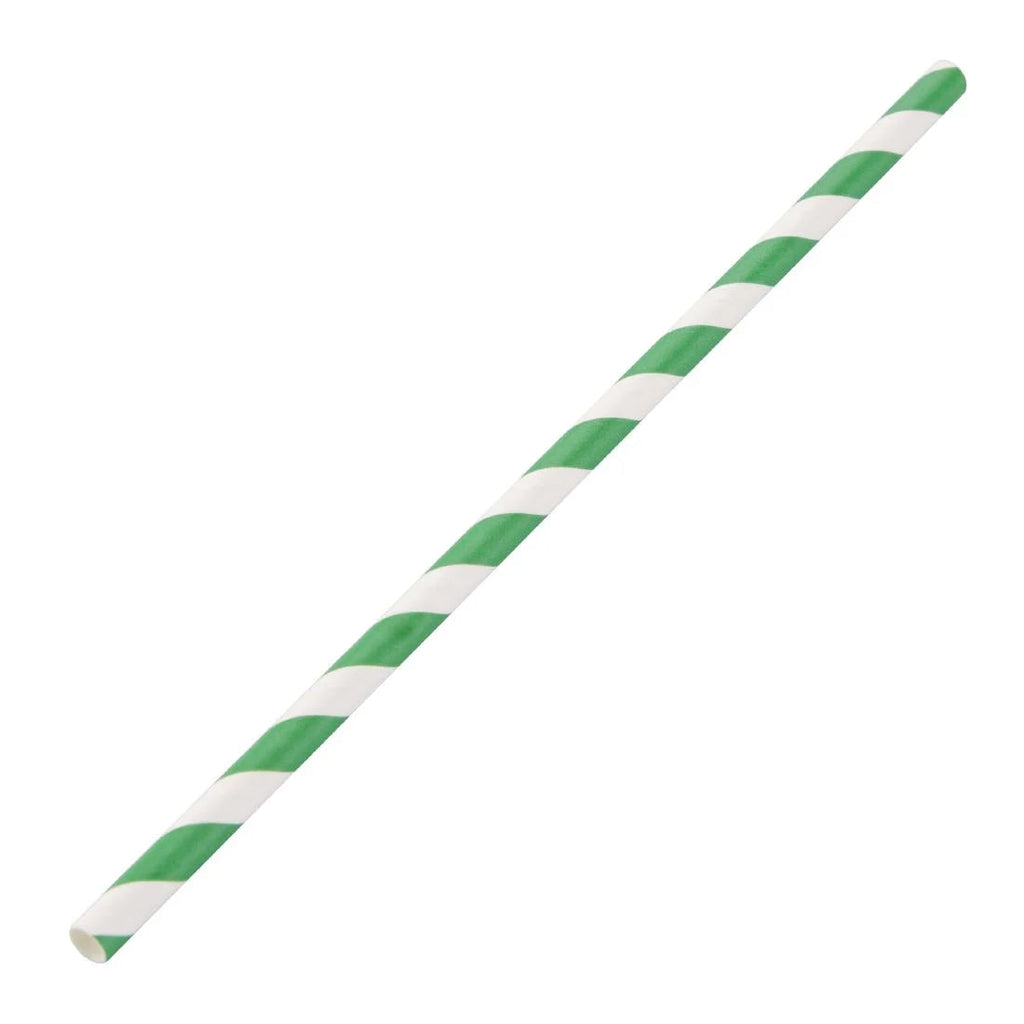 Individual Wrapped Green Strip Paper Straw 250PK 3Ply NIS Traders
