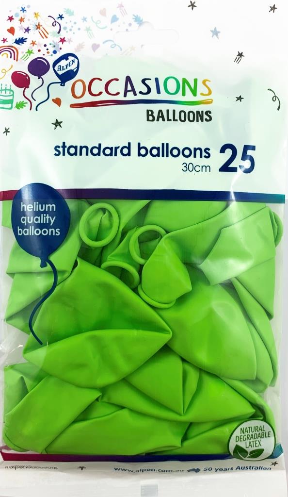 Buy Lime 30cm Balloons Pack of 25 at NIS Packaging & Party Supply Brisbane, Logan, Gold Coast, Sydney, Melbourne, Australia