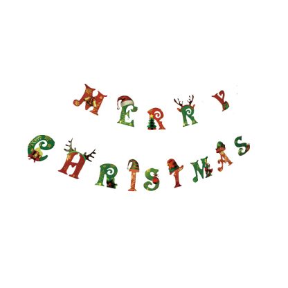 MERRY CHRISTMAS BANNER RED & GREEN (2M) NIS Traders