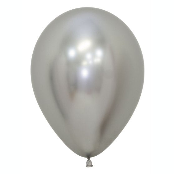 METALLIC REFLEX SILVER 30cm Latex Ballons, 50PK Sempertex NIS Traders