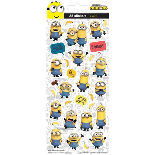 MINIONS Sticker Sheet of 58 stickers NIS Traders