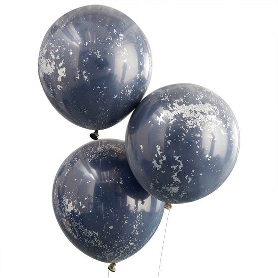 MIX IT UP BALLOON BUNDLE DOUBLE STUFFED NAVY WITH SILVER SHRED NIS Traders