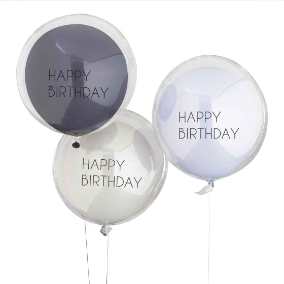 MIX IT UP BALLOON BUNDLE HAPPY BIRTHDAY DOUBLE STUFFED BLUE NIS Traders