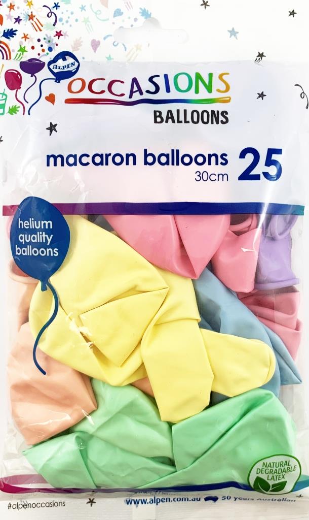 Buy Macaron Assorted Colours 30cm Balloons P25 at NIS Packaging & Party Supply Brisbane, Logan, Gold Coast, Sydney, Melbourne, Australia
