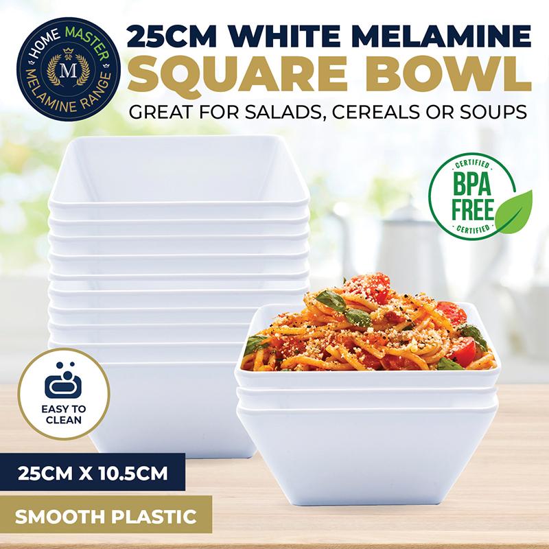Melamine Bowl Square 25cm x 10.5cm - White NIS Traders