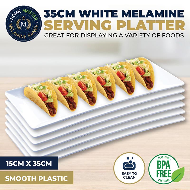 Melamine Platter Tray Rectangular 35cm x 15cm x 1.5cm - White NIS Traders