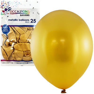 Buy Metallic Gold 30cm Balloons Pack of 25 at NIS Packaging & Party Supply Brisbane, Logan, Gold Coast, Sydney, Melbourne, Australia