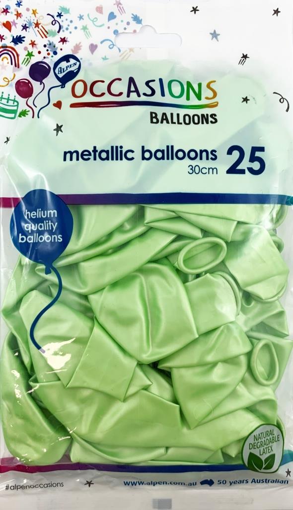 Buy Metallic Mint 30cm Balloons P25 at NIS Packaging & Party Supply Brisbane, Logan, Gold Coast, Sydney, Melbourne, Australia