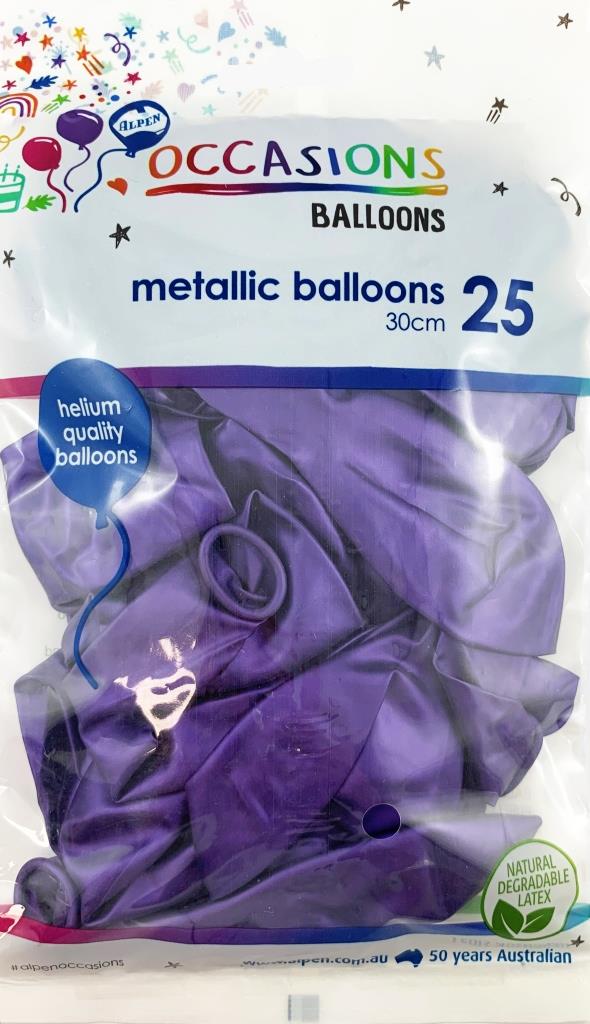 Buy Metallic Purple 30cm Balloons P25 at NIS Packaging & Party Supply Brisbane, Logan, Gold Coast, Sydney, Melbourne, Australia