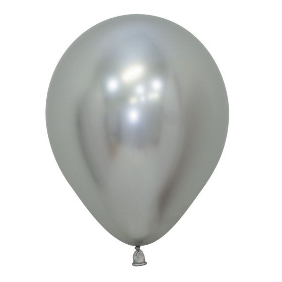 Metallic Reflex Silver Latex Balloons 12cm, 50pk sempertex NIS Traders