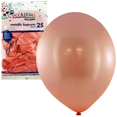 Buy Metallic Rose Gold 30cm Balloons P25 at NIS Packaging & Party Supply Brisbane, Logan, Gold Coast, Sydney, Melbourne, Australia