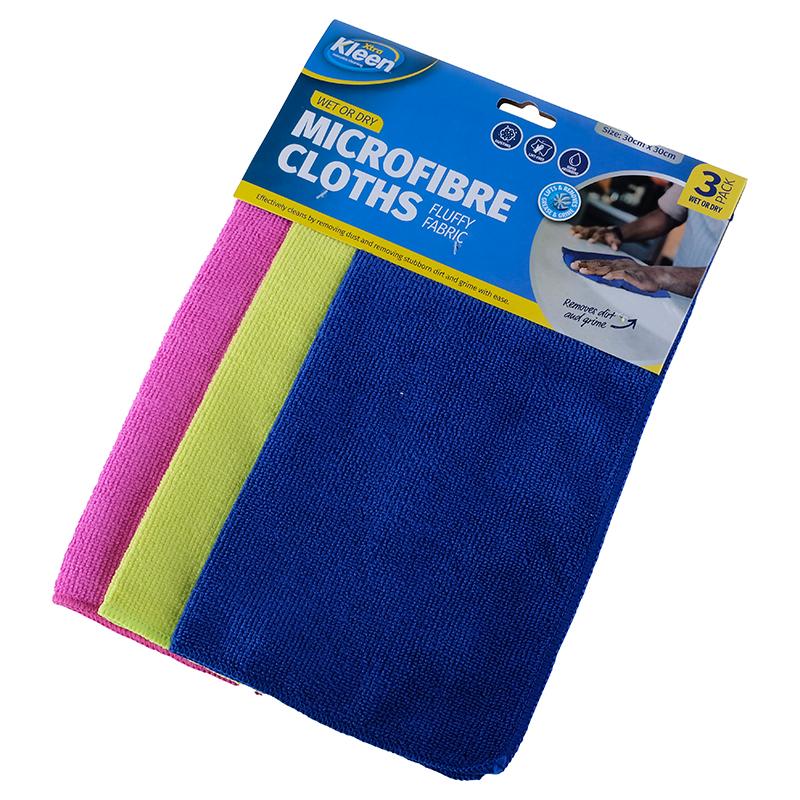 Microfibre Fluffy Cloth 30cm x 30cm - 3pk NIS Traders