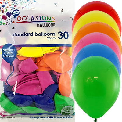Buy Mixed Colours 25cm Balloons P30 at NIS Packaging & Party Supply Brisbane, Logan, Gold Coast, Sydney, Melbourne, Australia