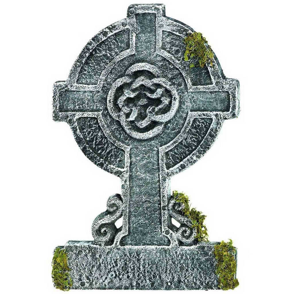Mossy Celtic Cross Styrofoam Tombstone Decoration NIS Traders