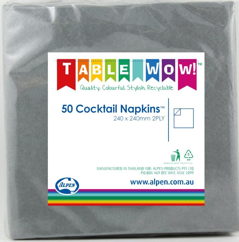 Buy NAPKIN COCKTAIL SILVER P50 at NIS Packaging & Party Supply Brisbane, Logan, Gold Coast, Sydney, Melbourne, Australia
