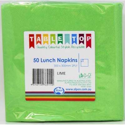 Buy NAPKIN LUNCH LIME P50 at NIS Packaging & Party Supply Brisbane, Logan, Gold Coast, Sydney, Melbourne, Australia