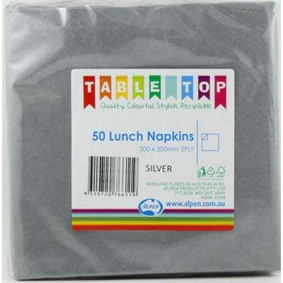 Buy NAPKIN LUNCH SILVER P50 at NIS Packaging & Party Supply Brisbane, Logan, Gold Coast, Sydney, Melbourne, Australia
