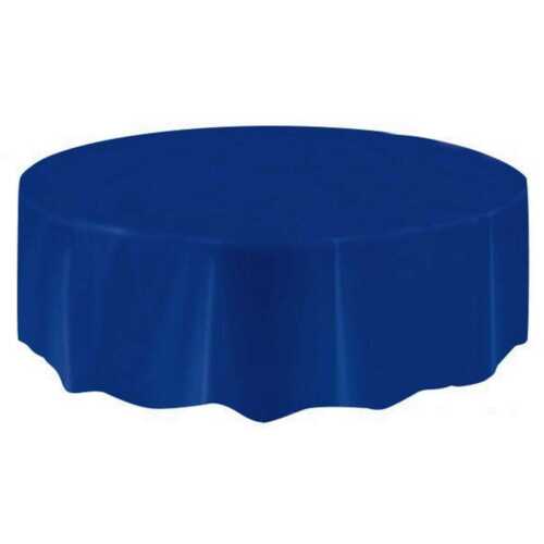 Navy Blue Round TableCover Plastic 213cm Diameter NIS Traders
