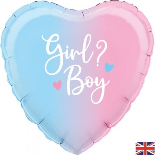 Ombre Heart Gender Reveal 18inch Pack 1 NIS Traders